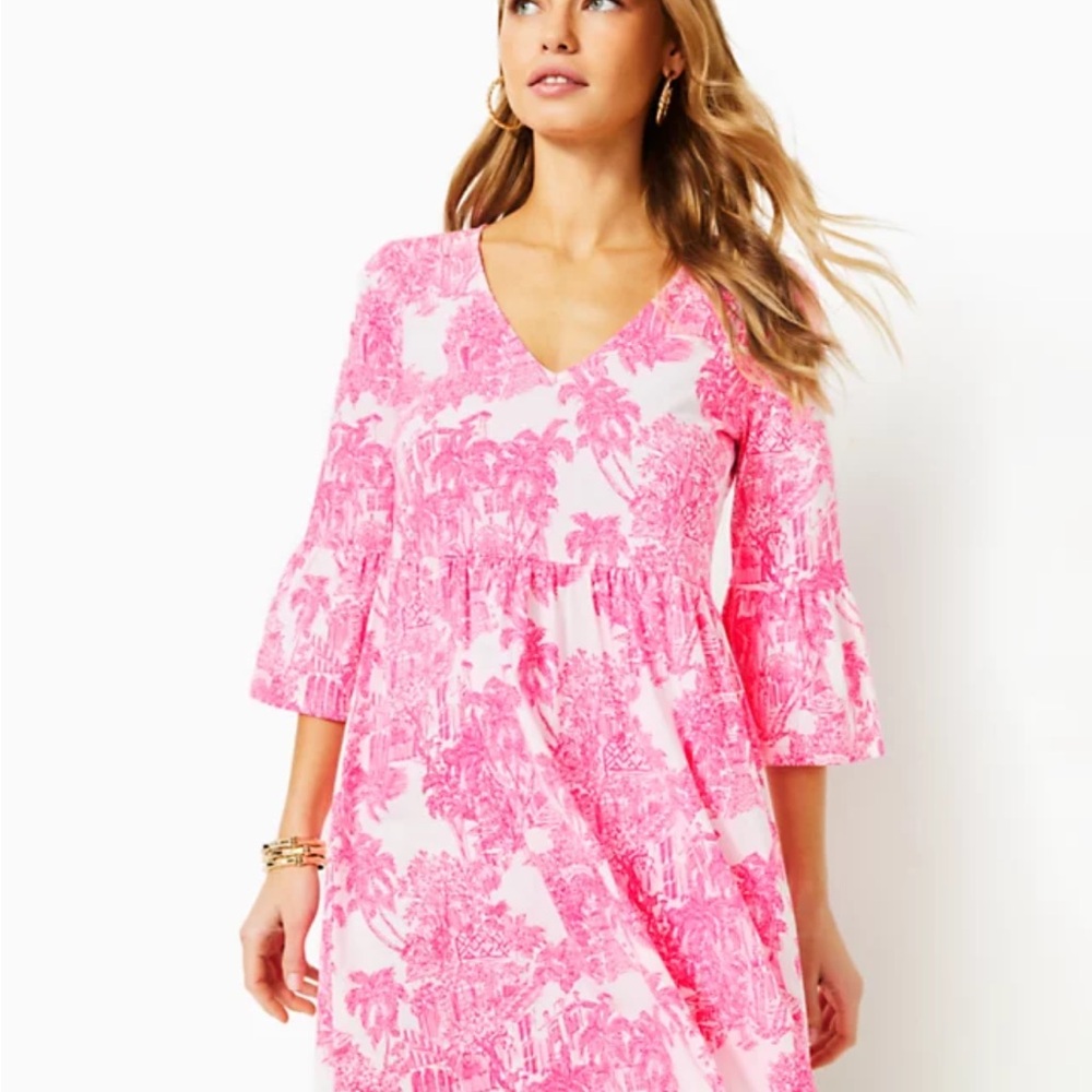 NWT Lilly Pulitzer Jannie Dress Palm Beach Pink Toile XL Easter